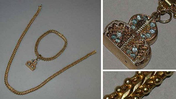 Gold Combination Necklace and Bracelets and a Pend: Gold Combination Necklace and Bracelets and a Pendant 18 kt. yellow gold, comprising three 7 3/4 inch long square link bracelets having ball design trim, the bracelets can be joined to form a necklace