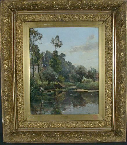 Maurice Levis French, 1860-1940 MORNING AT BOUTIG: Maurice Levis French, 1860-1940 MORNING AT BOUTIGNY Signed Maurice Levis (lr) Oil on canvas 15 1/4 x 12 inches (38.7 x 30.5 cm.) Provenance: Wally Findlay Galleries