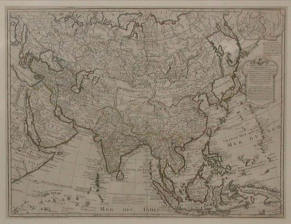 [MAP] BAUCHE, PHILIPPE Carte d'Asie [after Guilla: [MAP] BAUCHE, PHILIPPE Carte d'Asie [after Guillaume Delisle] Engraved map, partly colored by hand. 28 1/2 x 34 inches. Framed Paris: 1762