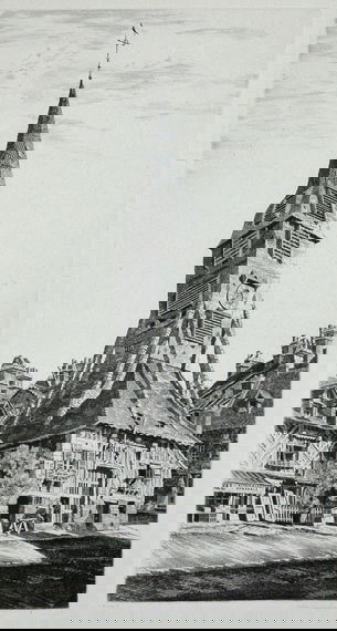 John Taylor Arms LA GIRALDA, SEVILLA II; SAINT CA: John Taylor Arms LA GIRALDA, SEVILLA II; SAINT CATHERINE'S BELFRY, HONFLEUR; STONE TAPESTRY, SAN ISIDORO, LEON (F. 145; 248; 267) Etchings, 1924, 1932 and 1933, respectively, the second on blue-gray p