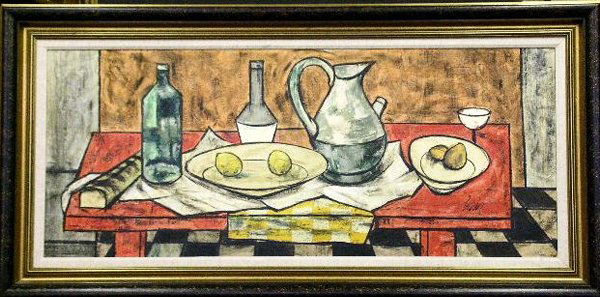 Charles Levier French, 1920-2004 LE TABLE ROUGE: Charles Levier French, 1920-2004 LE TABLE ROUGE Signed Levier (lr) Oil on canvas 20 x 48 inches