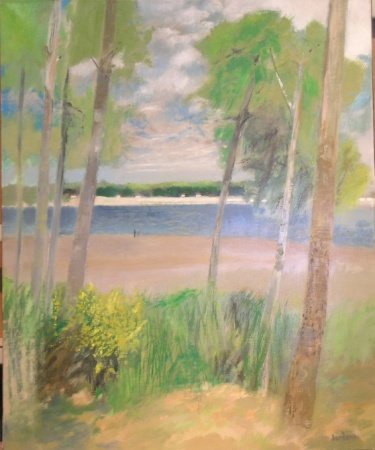 Guy Bardone French, b.1927 LA POINTE AUX CHEVAUX, AR: Guy Bardone French, b.1927 LA POINTE AUX CHEVAUX, ARCACHON Signed Bardone (lr) Oil on canvas 28 3/4 x 23 5/8 inches Unframed