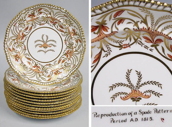 Set of Twenty-Four Gilt Decorated Porcelain Side