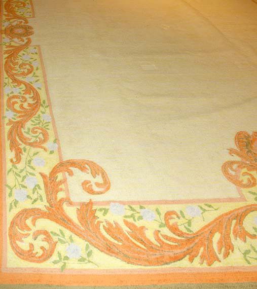 Edward Fields Carpet: Edward Fields Carpet Domestic, contemporary The open pale saffron field is within a scrolling acanthus leaf border. Approximately 16 feet x 11 feet 10 inches.