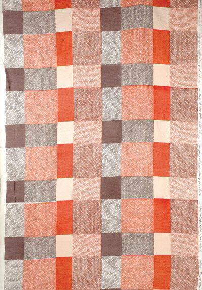 Angelo Testa Textura Plaid: Angelo Testa Textura Plaid American, 1950s For Greeft, shades of terra cotta and brown on slubbed linen, 48 inches x 10 yards, printed: Textura Plaid by Angelo Testa for Greeft. Very good condition.<