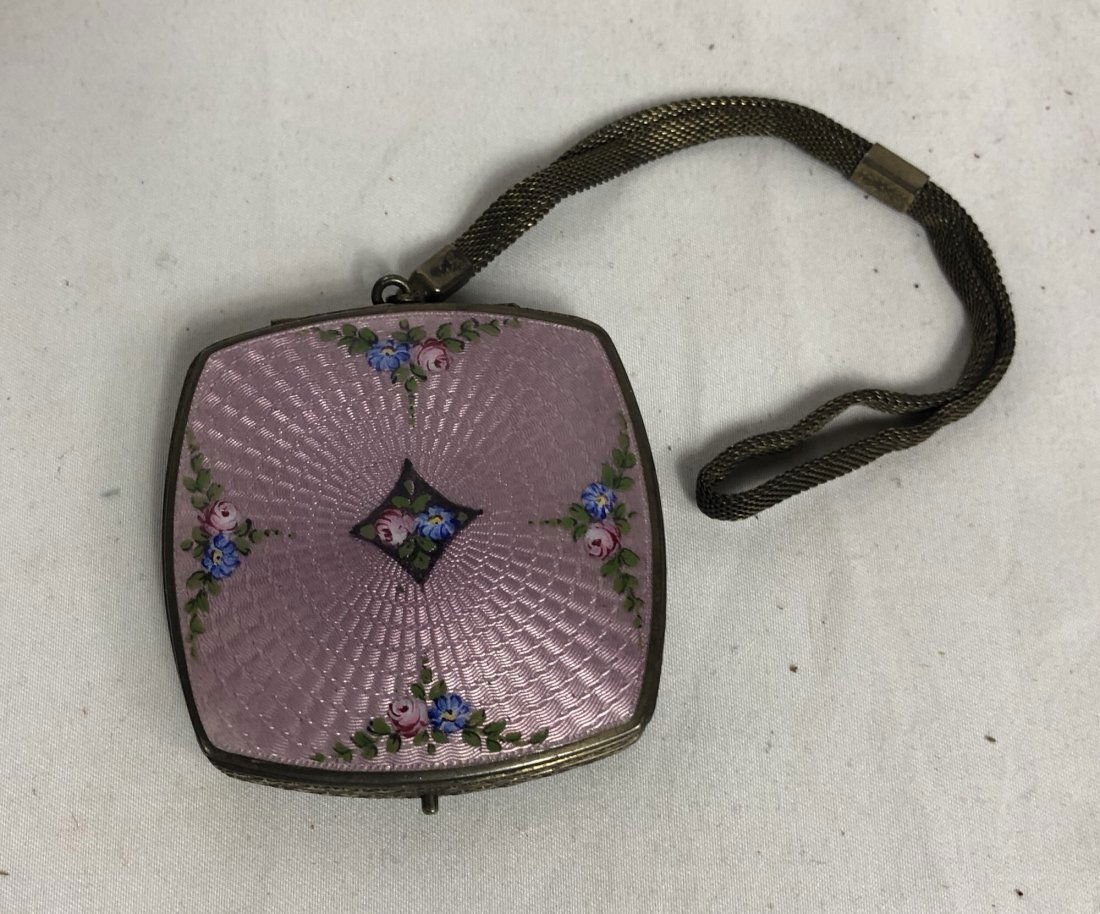 Lilac Guilloche Enamel Sterling Silver Compact Vanity (1 of 5)