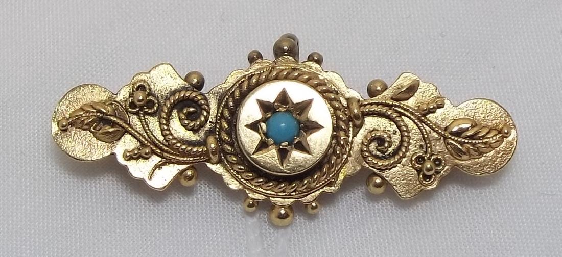 Victorian 14K & Turquoise Bar Pin Pendant (1 of 3)