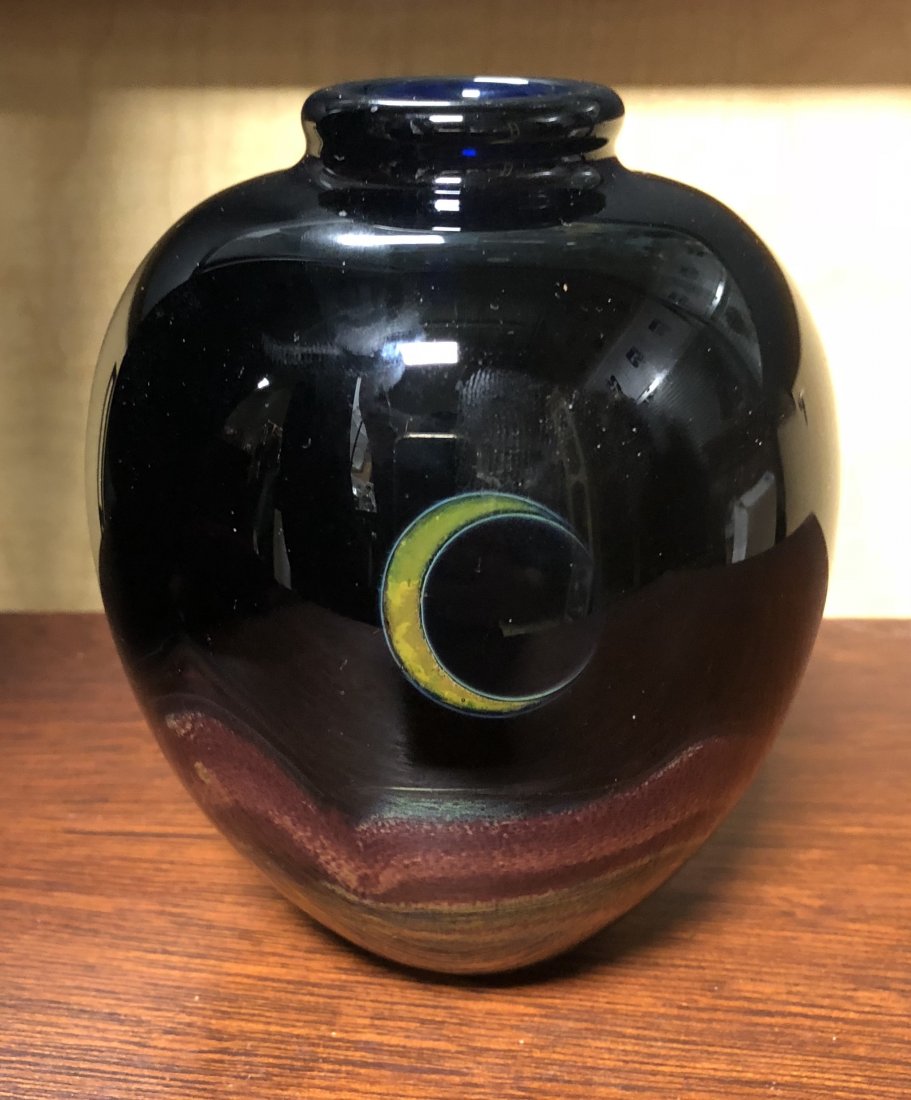 Robert Burch Art Glass Crescent Moon Vase (1 of 3)