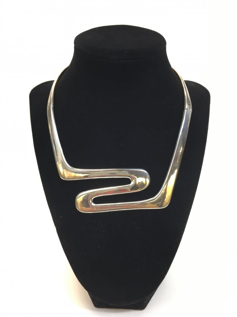 Mexico Modernist Sterling Silver Choker Necklace (1 of 3)