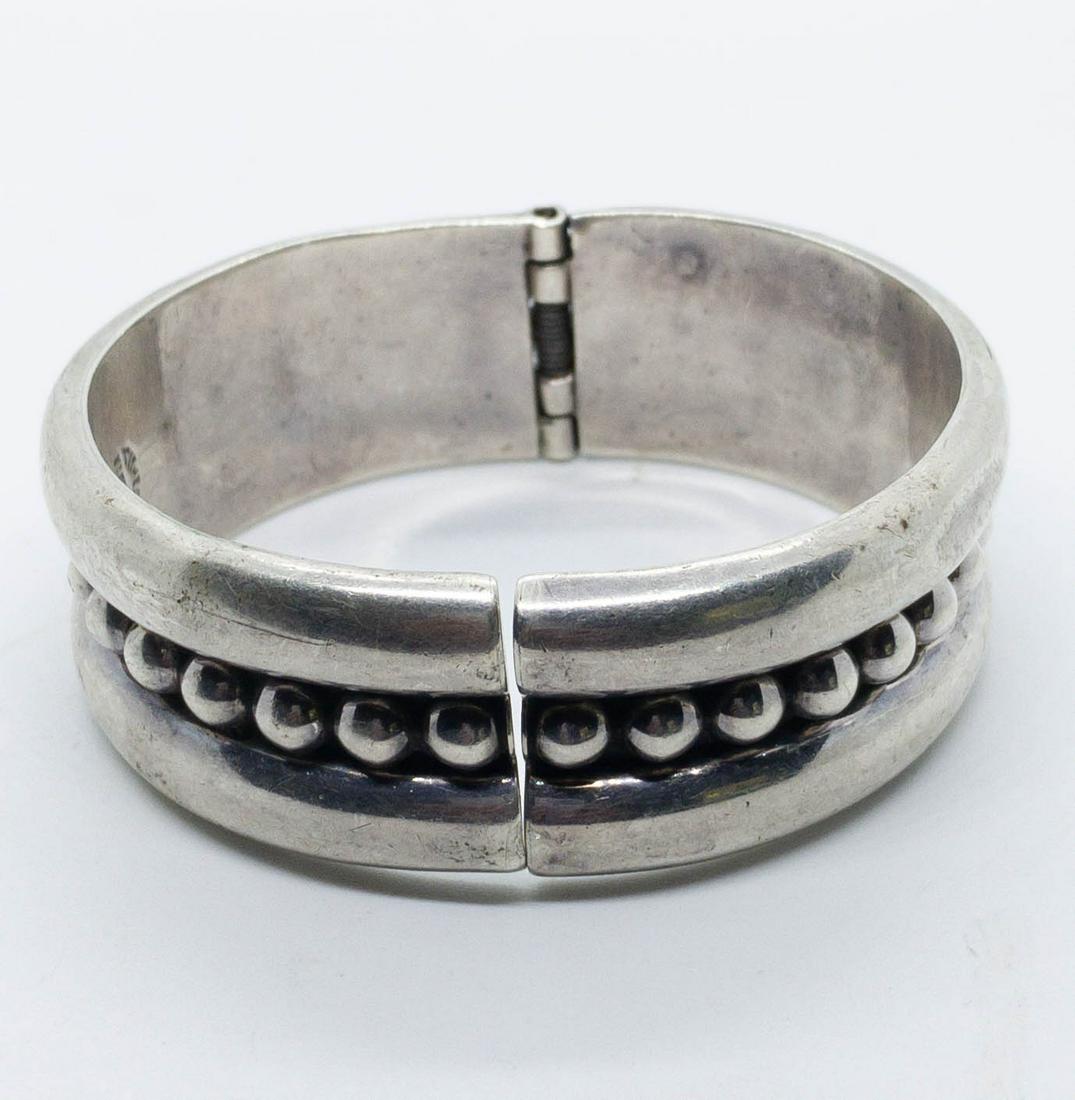 Sterling Beadwork Hinged Bangle Bracelet Mexico (1 of 7)