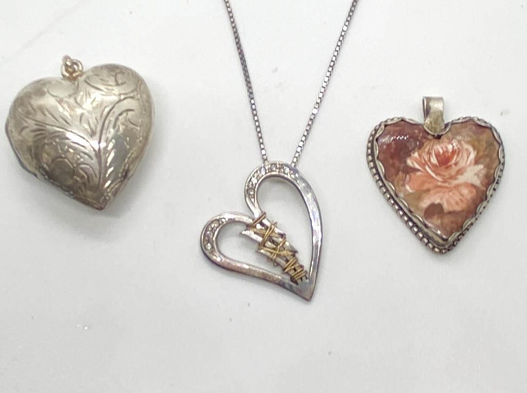 3 Sterling Silver Heart Necklace Pendants (1 of 7)