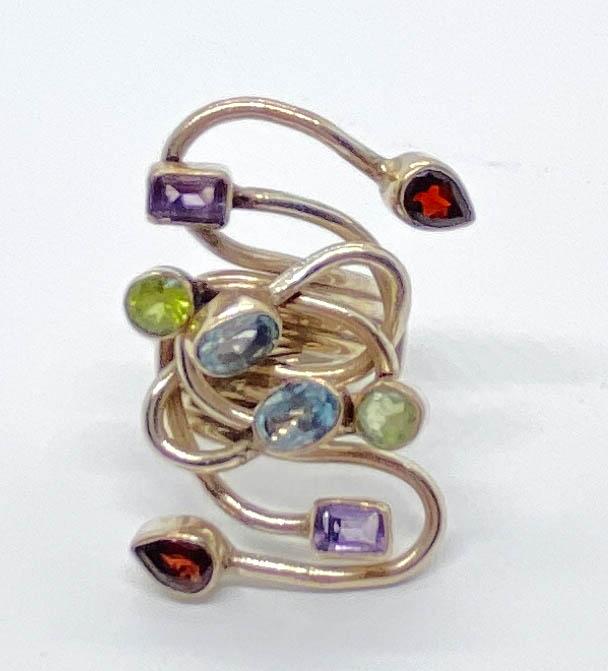 Artisan Free Form Ring Semi Precious Stones Sterling (1 of 9)