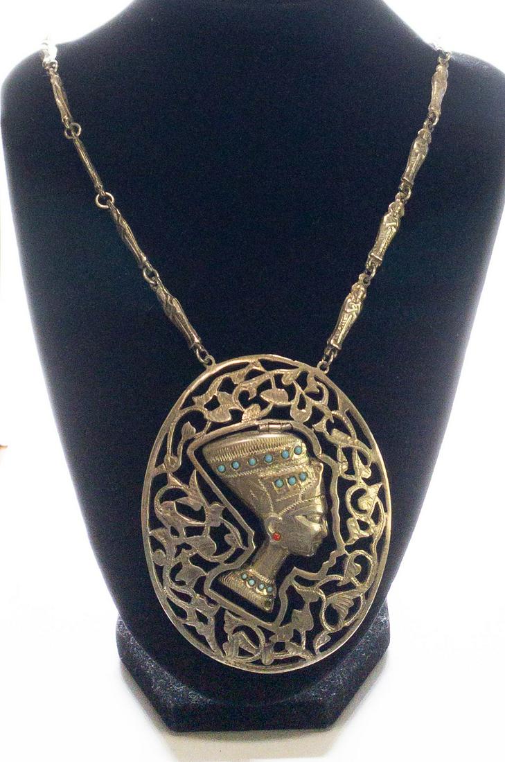 Turquoise Coral Pharaoh Necklace Sterling (1 of 8)