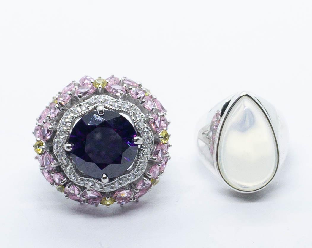 2 Sterling Silver Rings, Crystals Moonstone (1 of 11)