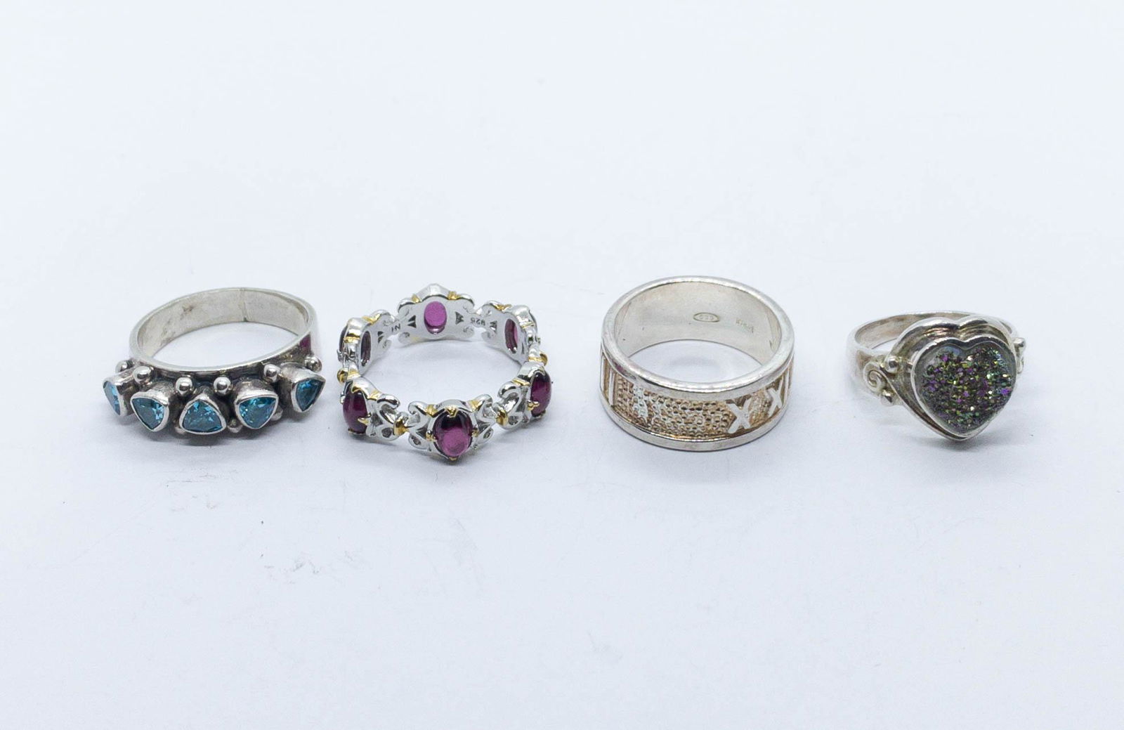 4 Sterling Silver Rings, Druzy, Amethyst, Topaz (1 of 6)