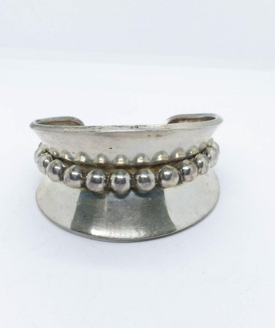 Mexican Sterling Beadwork Wide Cuff Bracelet (1 of 5)