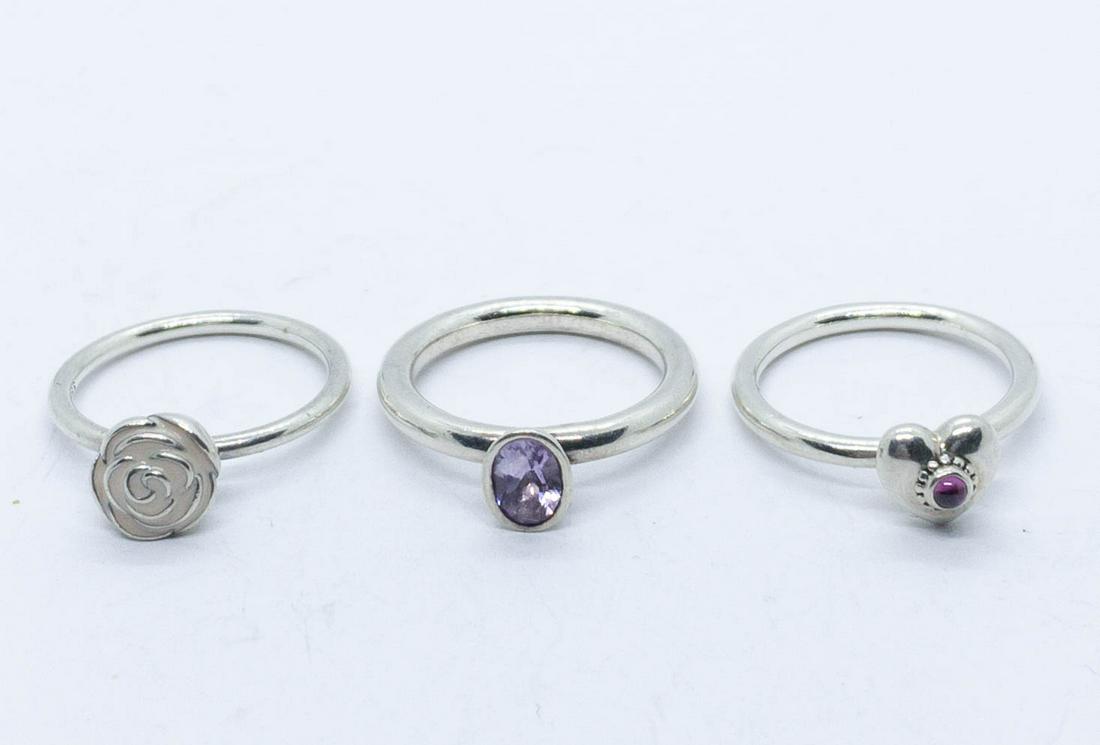 3 Authentic Pandora Sterling Silver Rings (1 of 11)