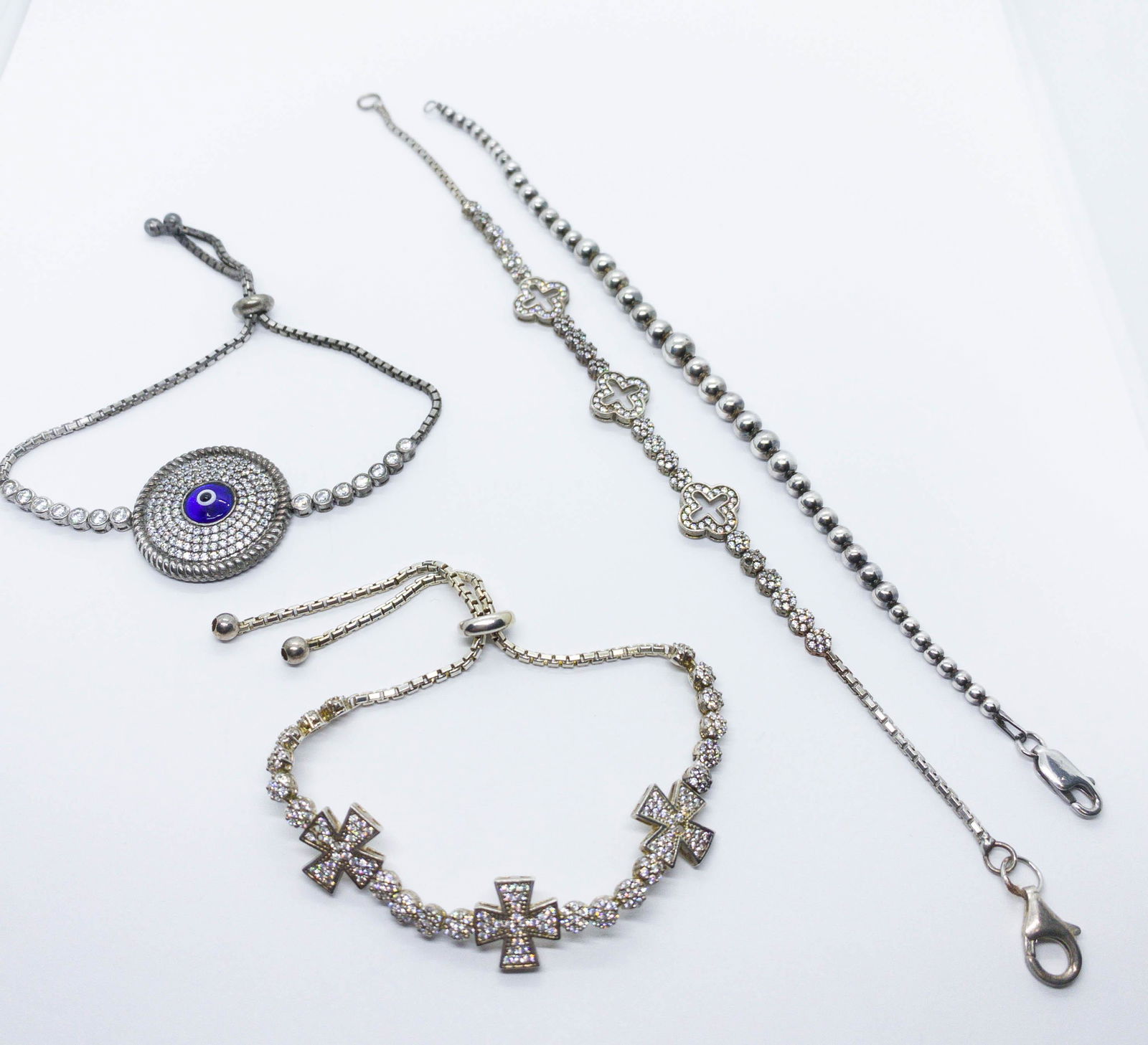 4 Sterling Silver Crystal Bracelets (1 of 5)