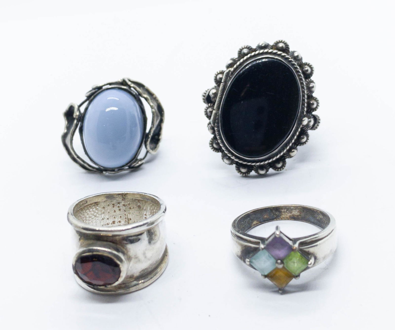 4 Sterling Silver Rings, Poison Ring, Garnet, Larimar, (1 of 13)