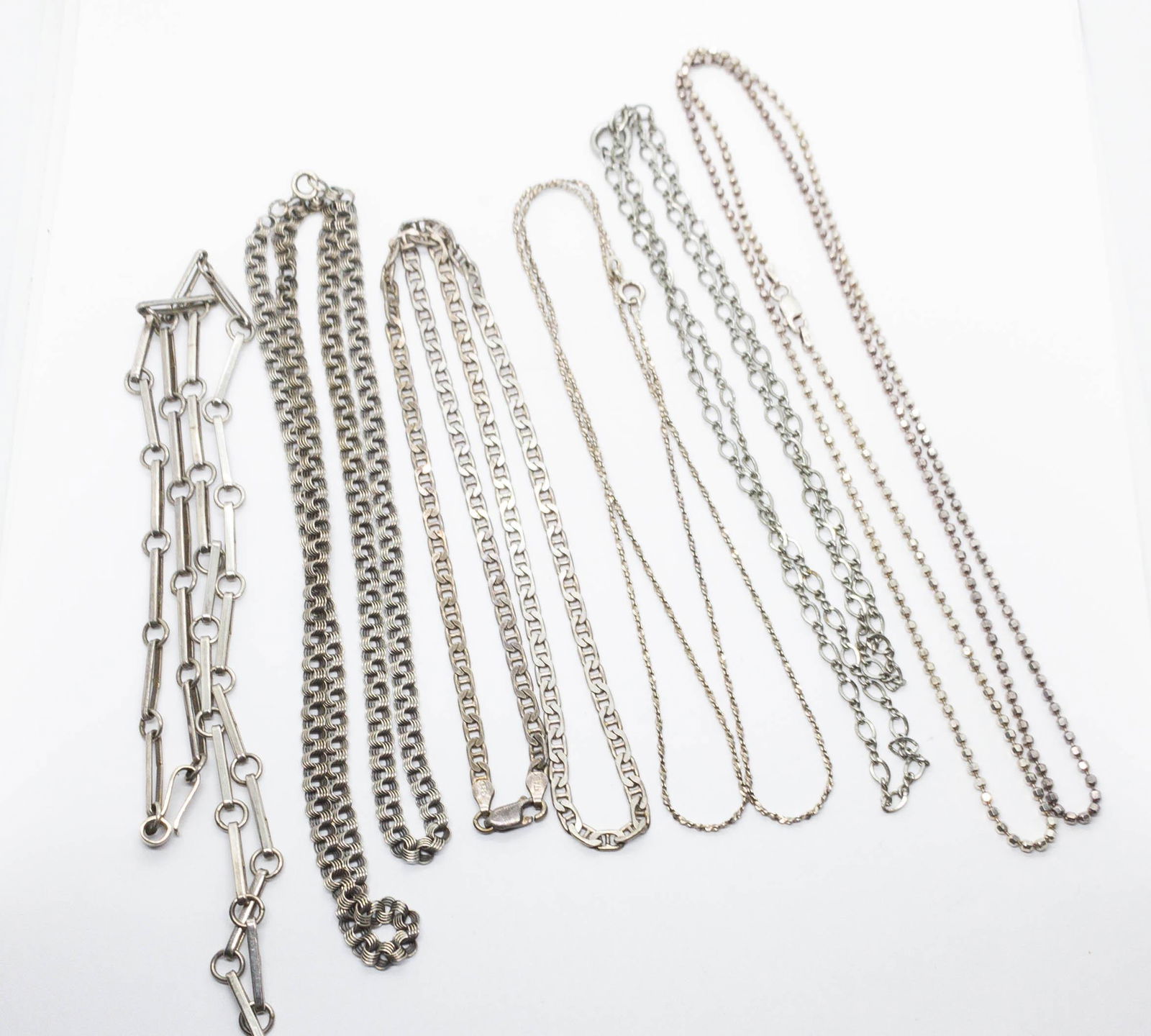 6 Vintage Sterling Chain Link Necklaces (1 of 8)