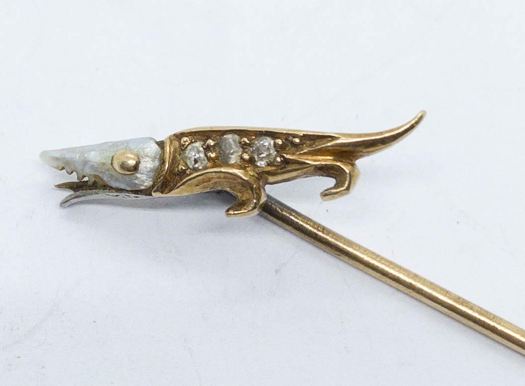 Antique Diamond 14k Alligator Stick Pin (1 of 6)