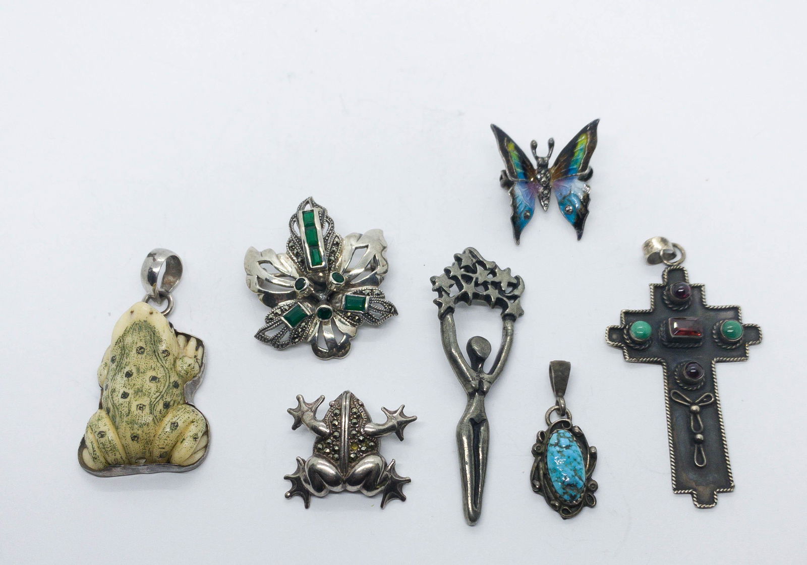 Lot of Vintage Sterling Brooches & Pendants (1 of 12)