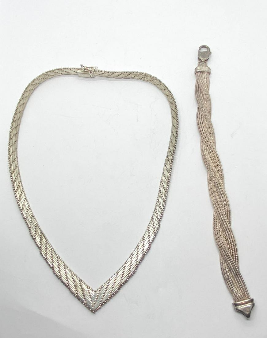 Sterling Chain Necklace & Bracelet Italy (1 of 5)
