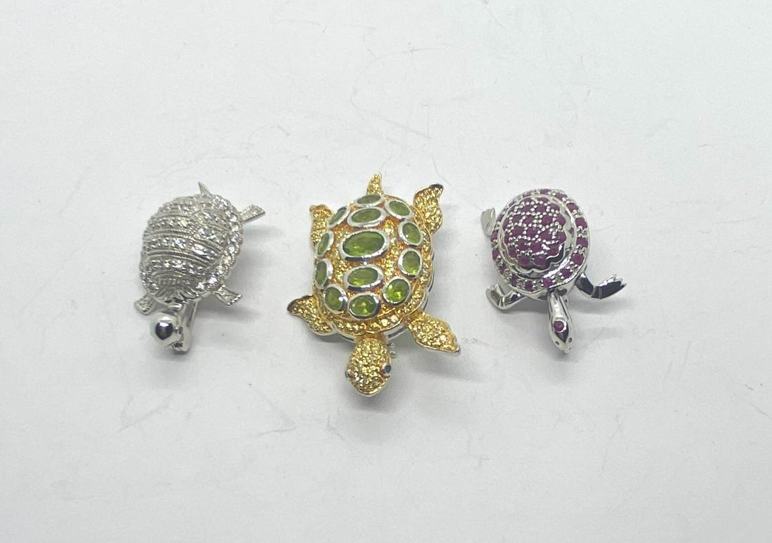 3 Sterling Silver Turtle Pins Brooches (1 of 5)