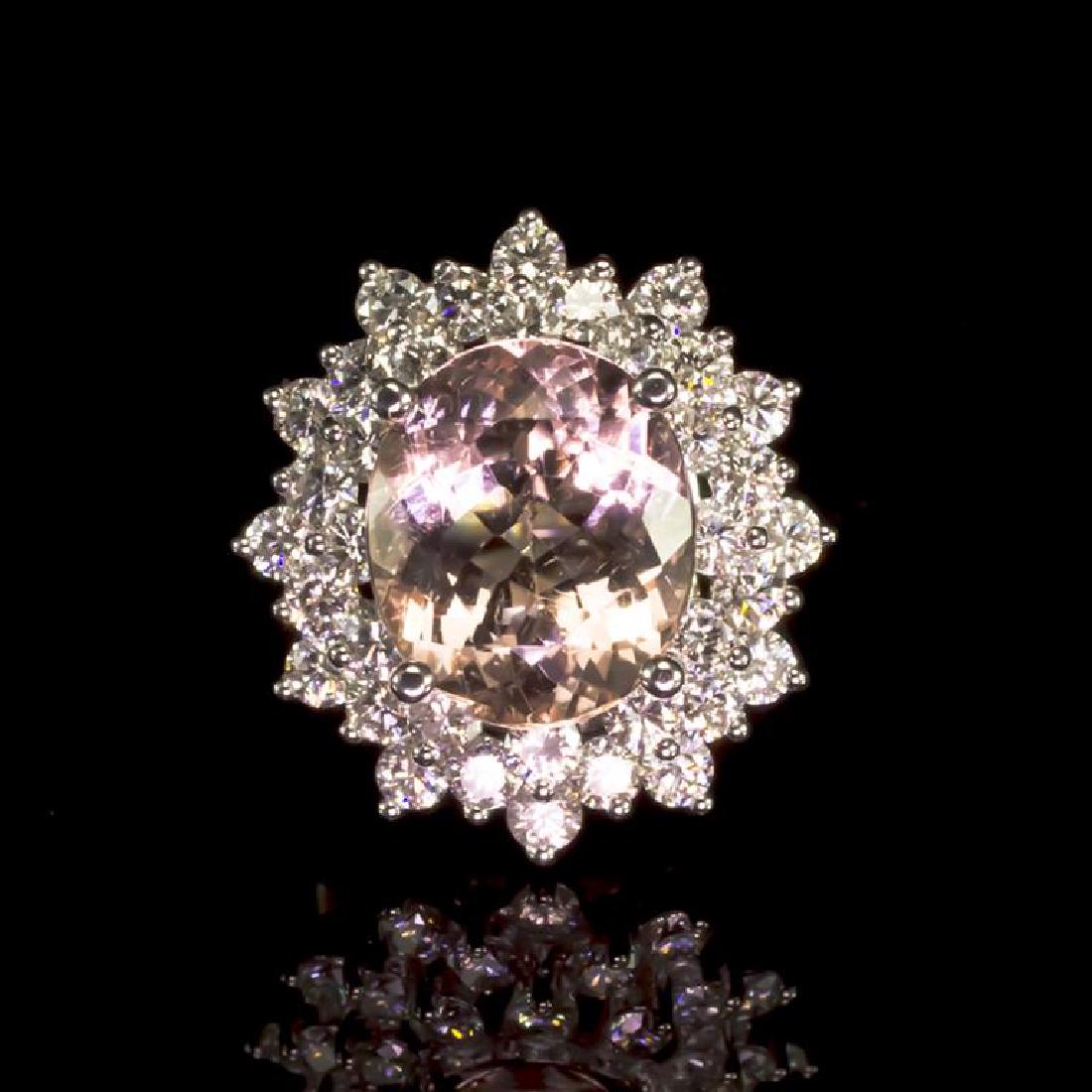 14K Gold 5.14ct Morganite 2.17ct Diamond Ring: Retail: $10,910.00****** Morganite & Diamond Ring ****** Metal: 14K Solid White Gold / Total Item Weight: 8.2 grams / Country Made: United States / / Main Stone: Morganite / Color: Very Light Pink / C