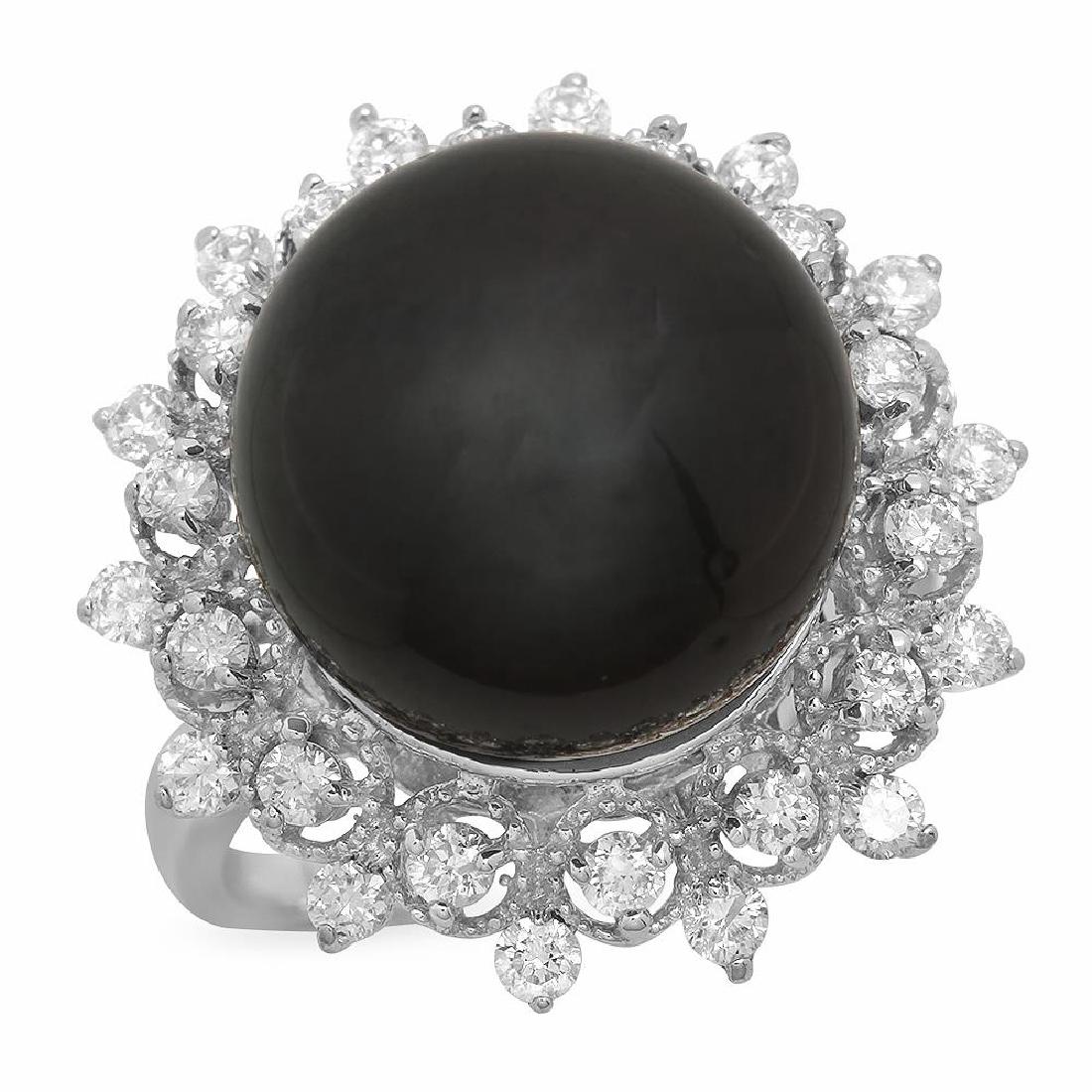 14K Gold 14mm Tahitian Pearl 0.80ct Diamond Ring: Retail: $6,740.00 ****** 14K Gold 14mm Tahitian Pearl 0.80ct Diamond Ring ****** Metal: 14K Solid Gold / Total Item Weight: 9.2 grams / Country Made: United States / / Main Stone: Tahitian Pearl / Col