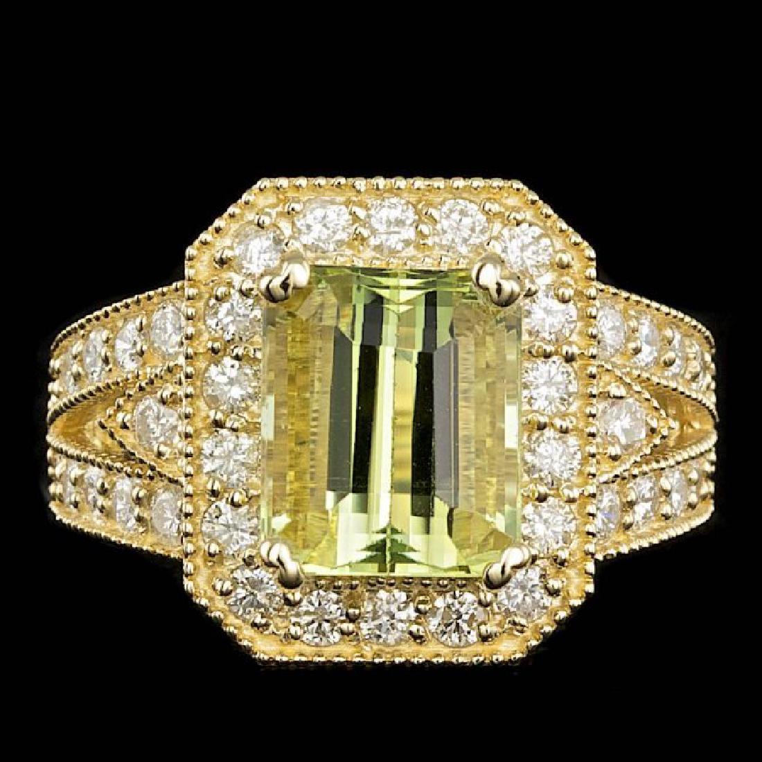14k Yellow Gold 4.00ct Beryl 1.30ct Diamond Ring: Retail: $12,900.00 ****** 14k Yellow Gold 4.00ct Beryl 1.30ct Diamond Ring ****** Metal: 14k Solid Yellow Gold / Size: 6.5 / Total Item Weight: 8.5 grams / Country Made: United States / / Main Stone: 