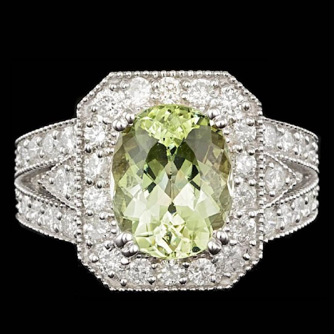 14k White Gold 3.25ct Beryl 1.30ct Diamond Ring: Retail: $11,900.00 ****** 14k White Gold 3.25ct Beryl 1.30ct Diamond Ring ****** Metal: 14k Solid White Gold / Size: 6.5 / Total Item Weight: 8.0 grams / Country Made: United States / / Main Stone: Be