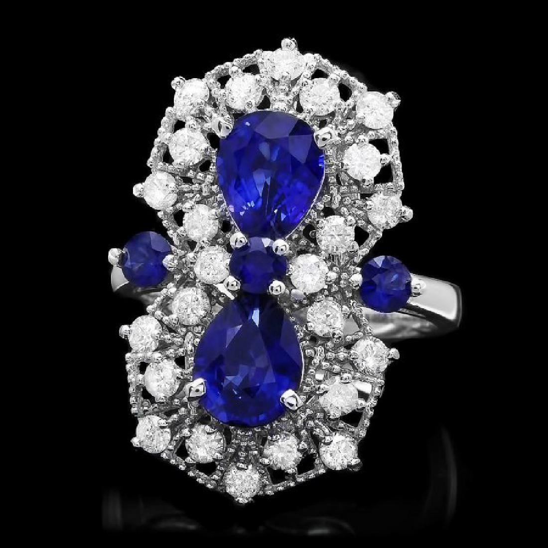 14k White Gold 3.5ct Sapphire 1.00ct Diamond Ring: Retail: $8,300.00 ****** 14k White Gold 3.5ct Sapphire 1.00ct Diamond Ring ****** Metal: 14k Solid White Gold / Size: 7.5 / Total Item Weight: 7.0 grams / Country Made: United States / / Main Stone: S