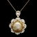 14k Yellow Gold 15mm Pearl 3.00ct Diamond Pendant - 2