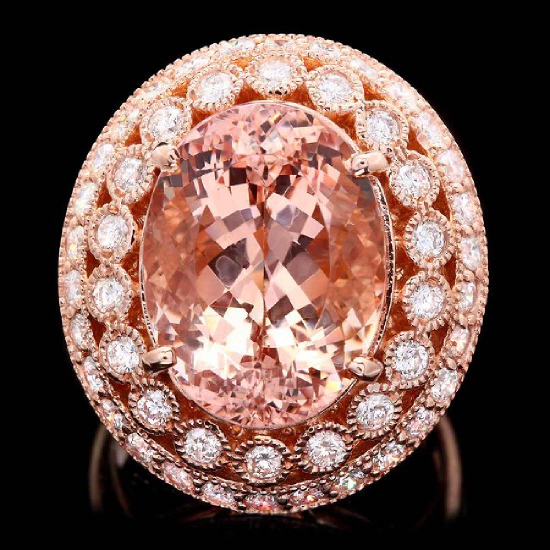14k Rose 10.00ct Morganite 1.60ct Diamond Ring: Retail: $16,500.00 ****** 14k Rose 10.00ct Morganite 1.60ct Diamond Ring ****** Metal: 14k Solid Rose Gold / Size: 6.5 / Total Item Weight: 12.0 grams / Country Made: United States / / Main Stone: Mor