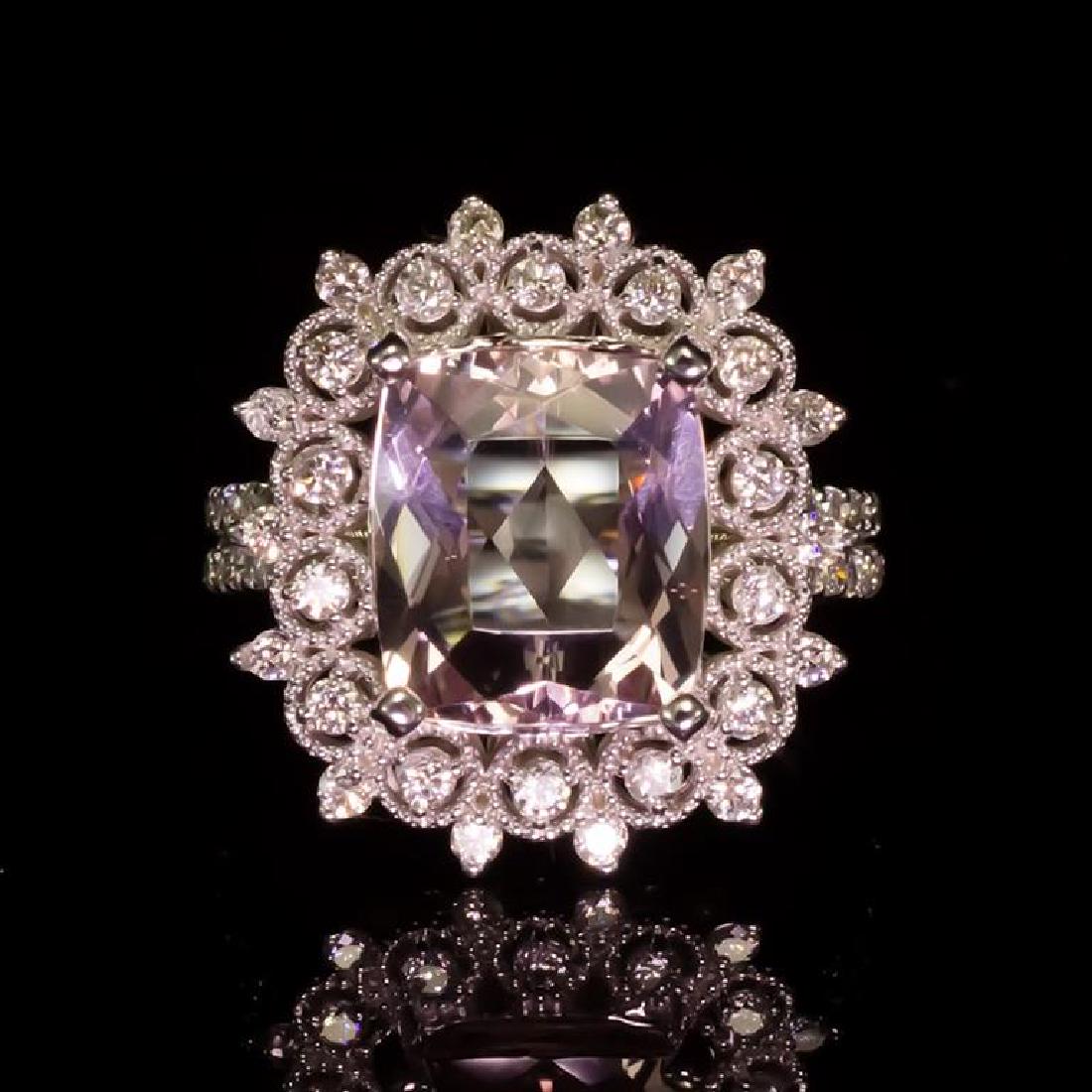 14K Gold 3.79ct Morganite 0.92ct Diamond Ring: Retail: $7,045.00 ****** Morganite & Diamond Ring ****** Metal: 14K Solid White Gold / Total Item Weight: 8.2 grams / Country Made: United States / / Main Stone: Morganite / Color: Very Light Pink / C