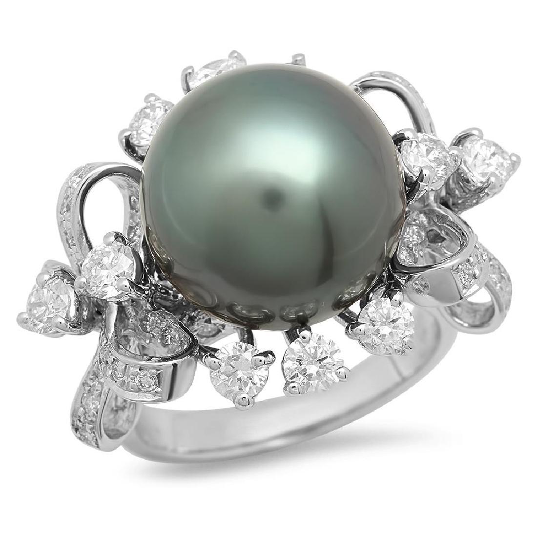 14K Gold 14mm Tahitian Pearl 2.28cts Diamond Ring: Retail: $11,880.00 ****** 14K Gold 14mm Tahitian Pearl 2.28cts Diamond Ring ****** Metal: 14K White Gold / Total Item Weight: 13.0 grams / Country Made: United States / / Main Stone: Tahitian Pearl / 