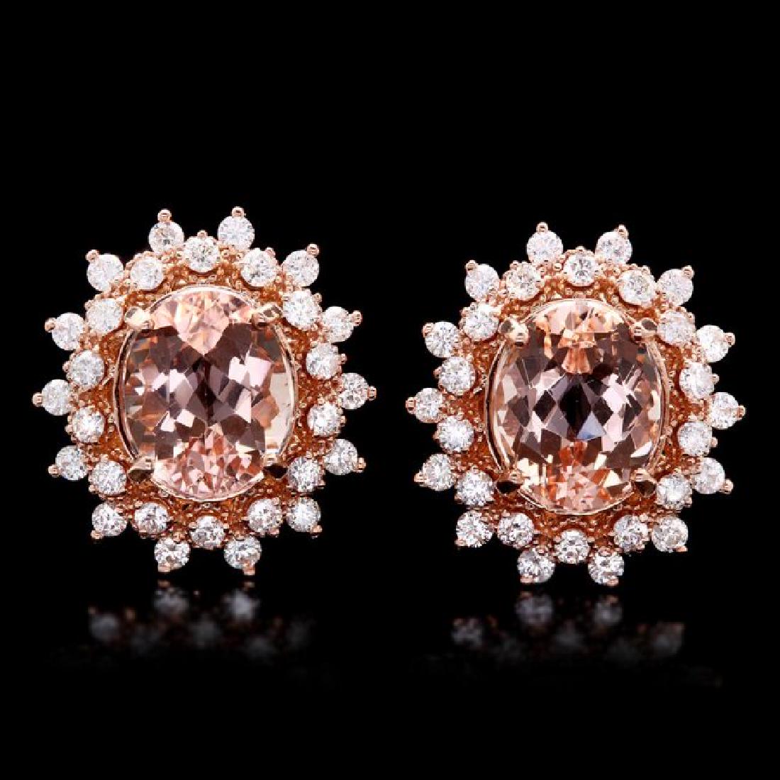 14k Rose 8ct Morganite 1.75ct Diamond Earrings: Retail: $13,500.00 ****** 14k Rose 8ct Morganite 1.75ct Diamond Earrings ****** Metal: 14k Solid Rose Gold / Total Item Weight: 7.5 grams / Country Made: United States / / Main Stone: Morganite / Colo