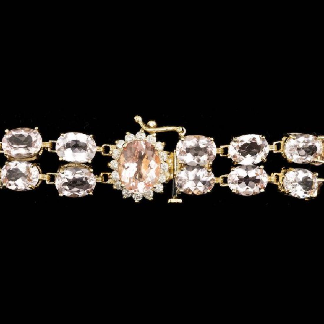 14k Gold 41.5ct Morganite 0.60ct Diamond Bracelet: Retail: $28,700.00 ****** 14k Gold 41.5ct Morganite 0.60ct Diamond Bracelet ****** Metal: 14k Solid Yellow Gold / Size: 7 / Total Item Weight: 25.0 grams / Country Made: United States / / Main Stone: 