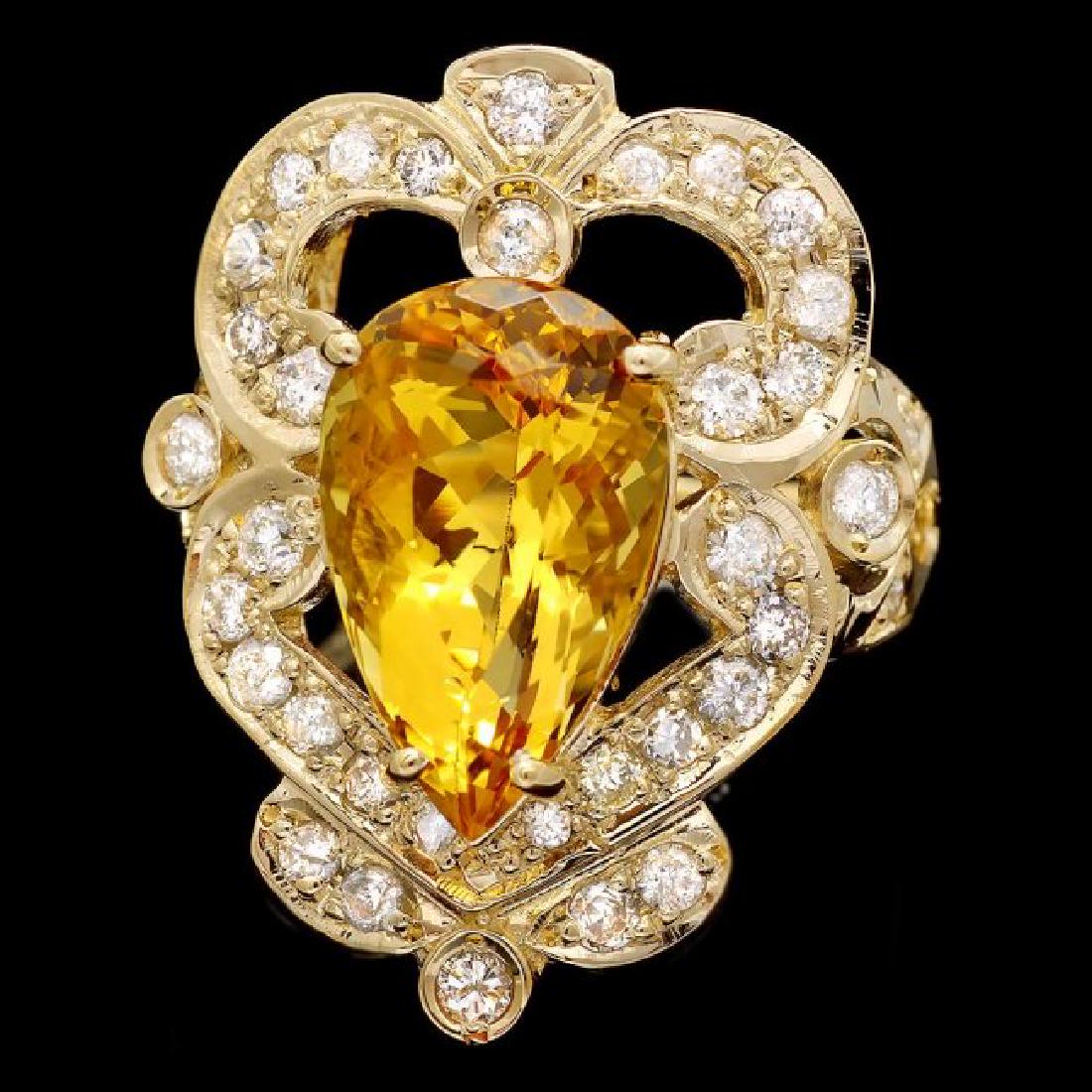14k Yellow Gold 5.50ct Beryl 1.15ct Diamond Ring: Retail: $11,650.00 ****** 14k Yellow Gold 5.50ct Beryl 1.15ct Diamond Ring ****** Metal: 14k Solid Yellow Gold / Size: 8 / Total Item Weight: 10.0 grams / Country Made: United States / / Main Stone: B