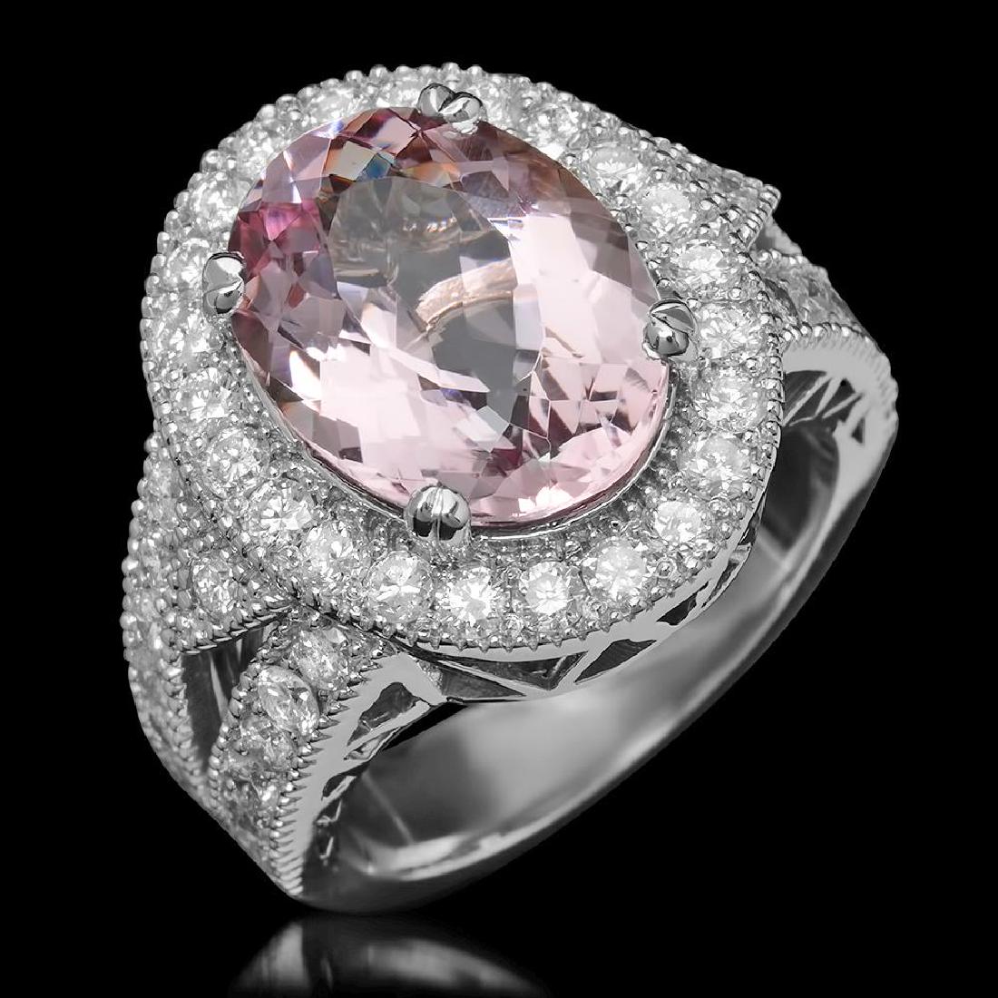 14K Gold 5.57ct Morganite 1.74ct Diamond Ring: Retail: $10,890.00******14K Gold Morganite & Diamond Ring ****** Metal: 14K Solid Gold / Total Item Weight: 11.1 grams / Country Made: United States / / Main Stone: Kunzite / Color: Light Pink / Carat