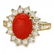 14k Yellow Gold 2.50ct Coral 1.20ct Diamond Ring - 2