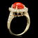 14k Yellow Gold 2.50ct Coral 1.20ct Diamond Ring - 3