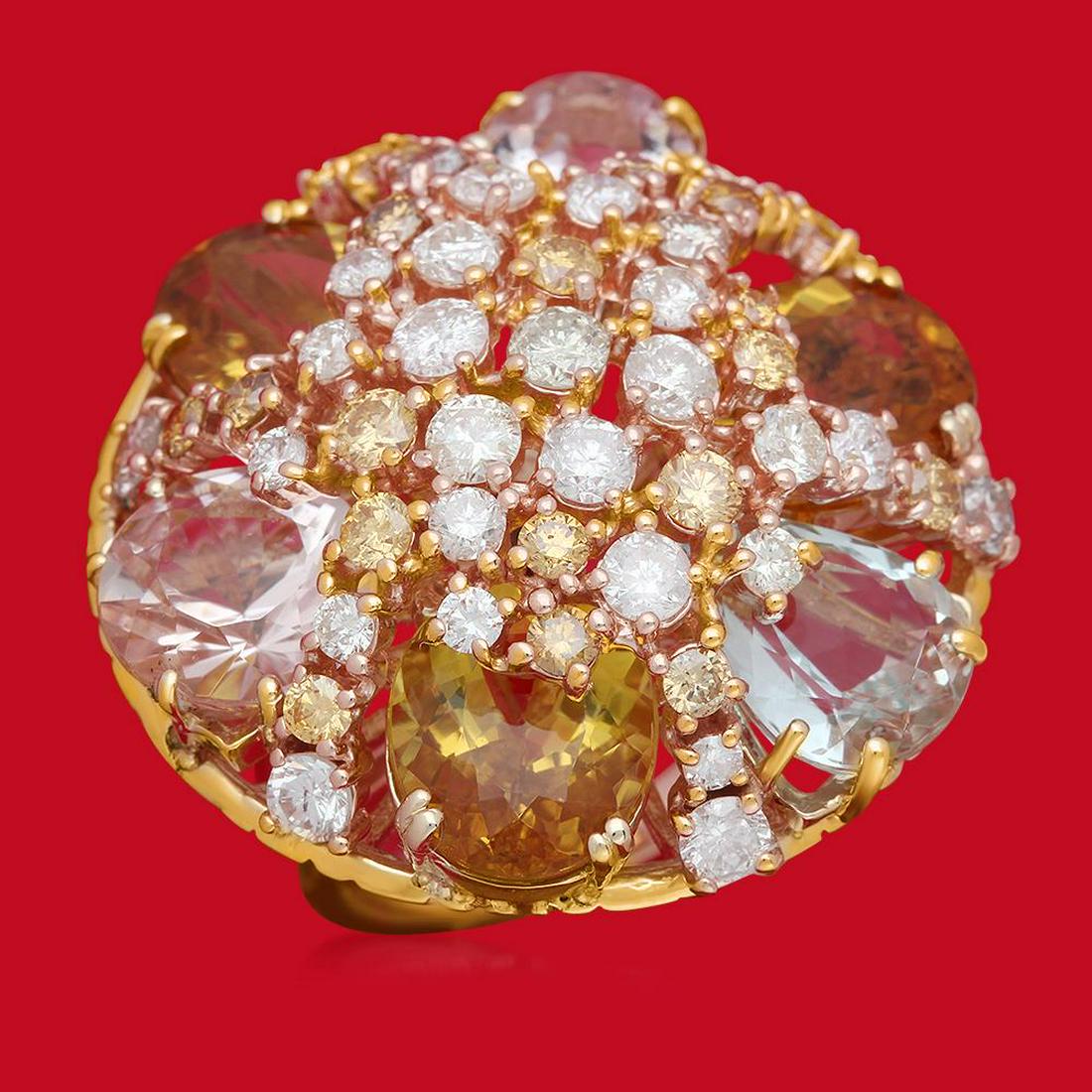 14K Gold 16.55ct Aquamarine, Morganite, Yellow Beryl: Retail: $23,027.00 ****** 14K Gold 16.55ct Aquamarine, Morganite, Yellow Beryl 3.65ct Diamond Ring ****** Metal: 14K Solid Yellow Gold / Total Item Weight: 19.8 grams / Country Made: United States / /