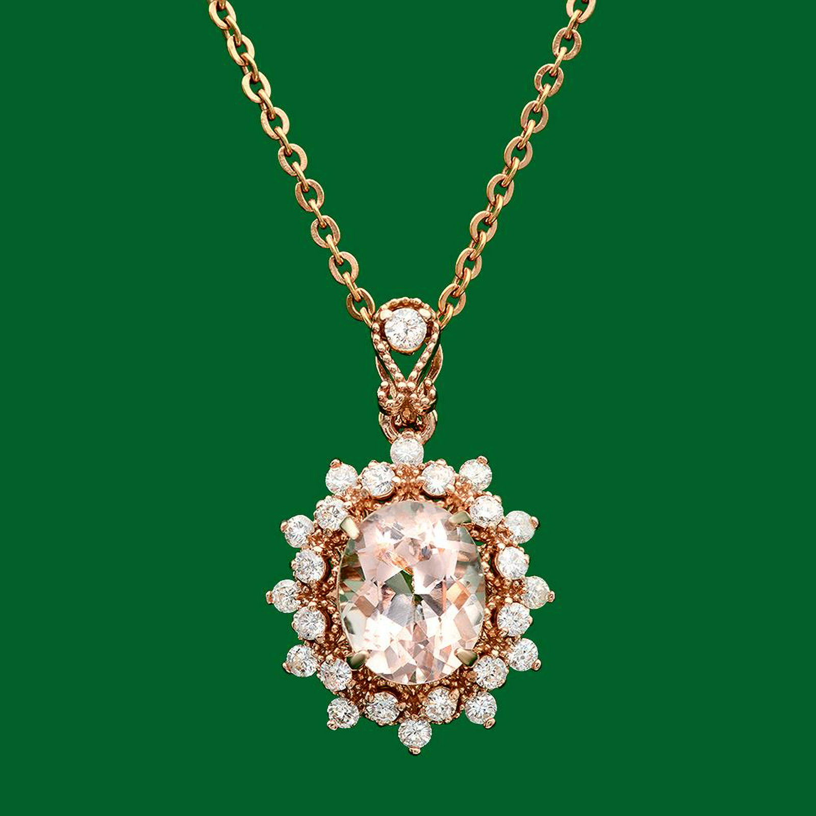 14k Gold 2.67ct Morganite 0.70ct Diamond Pendant: Retail: $3,900.00 ****** 14k Gold 2.67ct Morganite 0.70ct Diamond Pendant ****** Metal: 14k Solid Yellow Gold / Total Item Weight: 2.9 grams / Country Made: United States / / Main Stone: Morganite / C