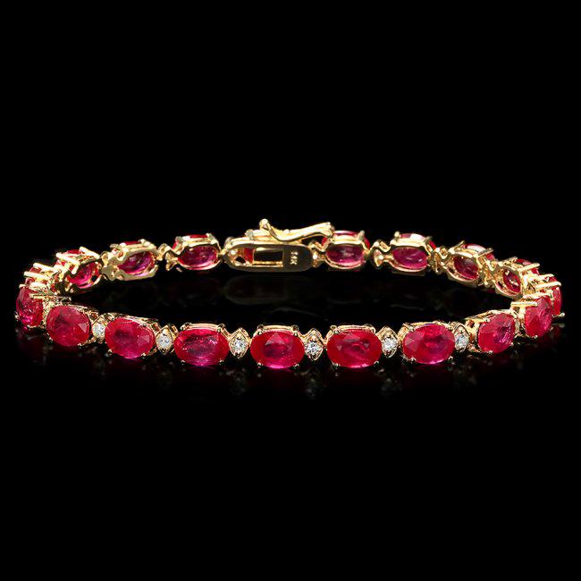 14k Gold 19.00ct Ruby 0.80ct Diamond Bracelet: Retail: $9,850.00 ****** 14k Gold 19.00ct Ruby 0.80ct Diamond Bracelet ****** Metal: 14k Solid Yellow Gold / Size: 7.5 / Total Item Weight: 12.00 grams / Country Made: United States / / Main Stone: Ru