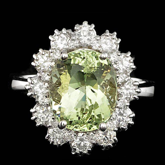 14k White Gold 4.00ct Beryl 1.25ct Diamond Ring: Retail: $9,400.00 ****** 14k White Gold 4.00ct Beryl 1.25ct Diamond Ring ****** Metal: 14k Solid White Gold / Size: 7 / Total Item Weight: 5.8 grams / Country Made: United States / / Main Stone: Beryl