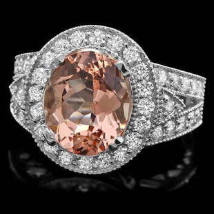 14k White Gold 5ct Morganite 1.40ct Diamond Ring: Retail: $9,500.00 ****** 14k White Gold 5ct Morganite 1.40ct Diamond Ring ****** Metal: 14k Solid White Gold / Size: 8 / Total Item Weight: 8 grams / Country Made: United States / / Main Stone: