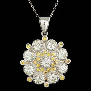 14k Gold 2.65ct Diamond 0.50ct Sapphire Pendant: Retail: $11,200.00 ****** 14k Gold 2.65ct Diamond 0.50ct Sapphire Pendant ****** Metal: 14k Solid White Gold / Size: 18 / Total Item Weight: 7.5 grams / Country Made: United States / / Main Stone: