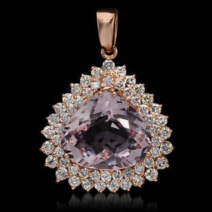 14K Gold 11.58ct Morganite 2.60ct Diamond Pendant: Retail: $15,580.00******14K Gold Morganite & Diamond Pendant ****** Metal: 14K Solid Gold / Total Item Weight: 10.4 grams / Country Made: United States / / Main Stone: Kunzite / Color: Pink / Carat